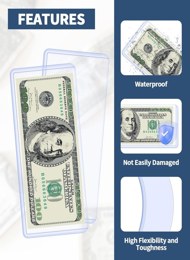Aecsze 15 Pack Dollar Bill Sleeves - 6.8" x 2.9" Clear PVC Currency Sleeves, Hard Plastic Dollar Bill Holders & Organizer for Collectors - Image 3